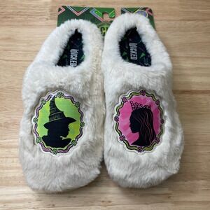 Wicked Movie Elphaba Glinda White Faux Fur Slippers Womens Medium 6.5-7.5 NEW